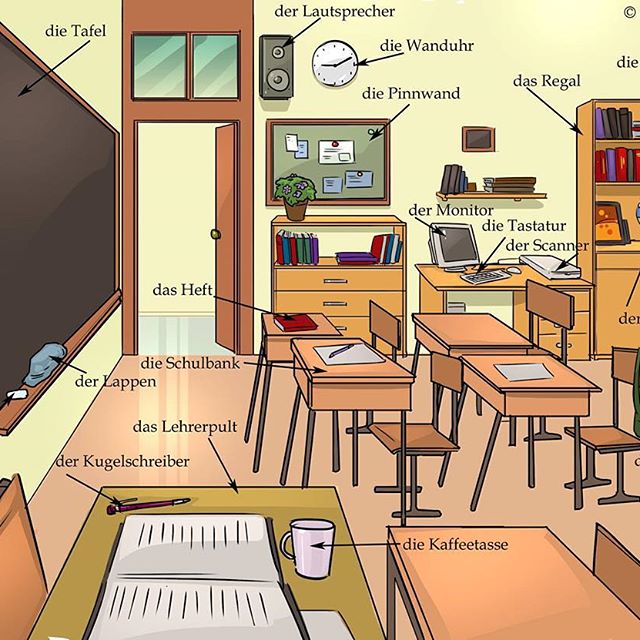 المدرسة في اللغة الألمانية بالصورة